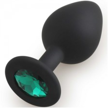  Silicone Butt Plug Shape Medium, черный /зеленый D 3,5 см L 8 см