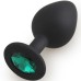  Silicone Butt Plug Shape Medium, черный /зеленый D 3,5 см L 8 см