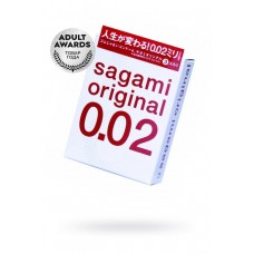 Презервативы Sagami, original 0.02, полиуретан, ультратонкие, гладкие, 3 шт.