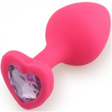 Silicone Butt Plug Heart Shape Medium, розовый/светло-фиолетовый  D 3,5 см