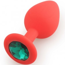  Silicone Butt Plug  Shape Medium, красный /зеленый  D 3,5 см L 8 см